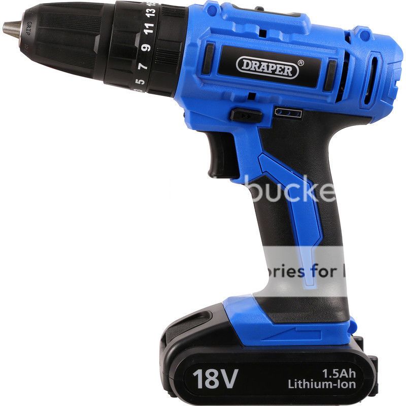 Draper 18v Liion Cordless Hammer Drill 1 x 1.5ah Battery Charger Case